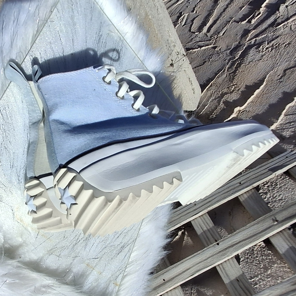 Converse Run Star Hike Hi Two-Tone Blue Gray Denim Shoes Unisex Men 9.5 Women 11 - Picture 10 of 15